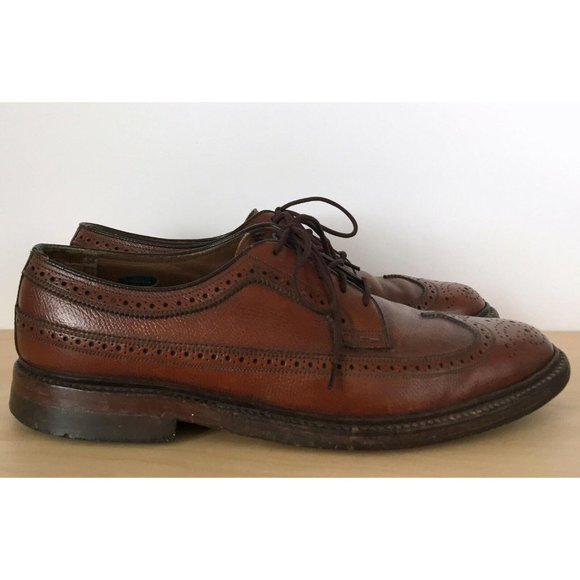 Vintage FLORSHEIM Imperial V-Cleat Brown Leather Wingtip Dress Shoes 5 Nail main image 10